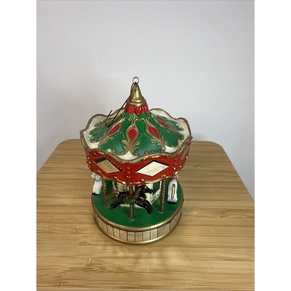 Vintage 1991 Noma Mirror Carousel 4 Horses Merry-Go-Round Ornament/Figurine‎ 4